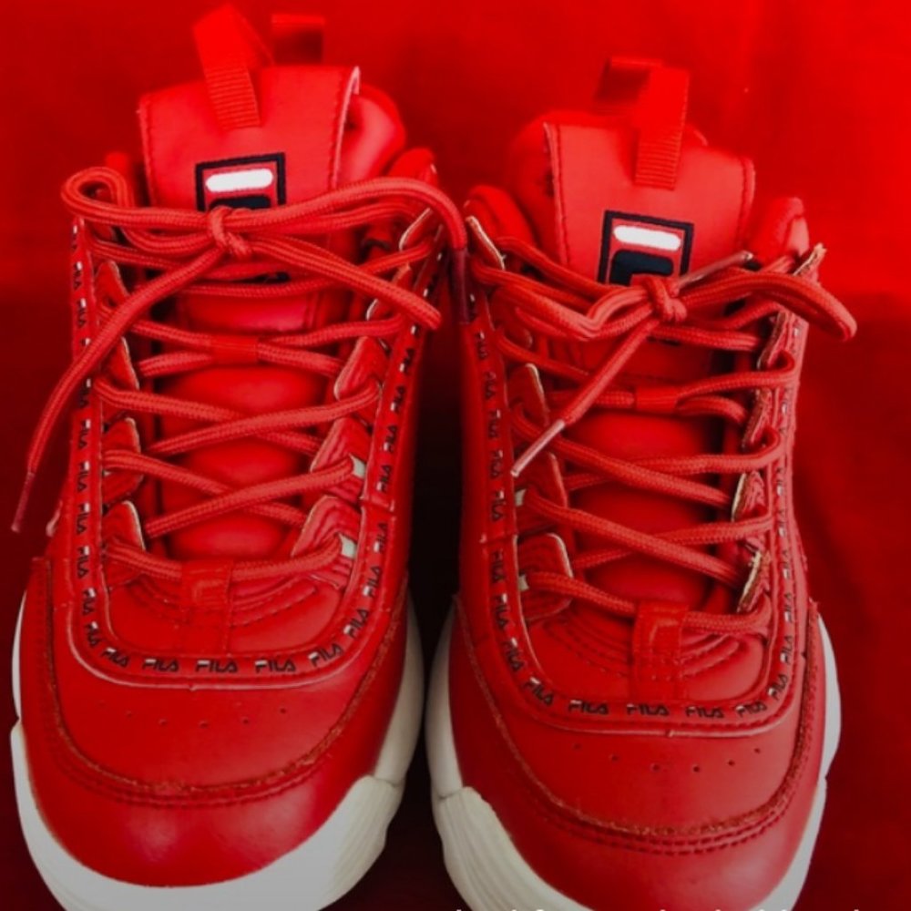 Fila Disruptor 2 Premium Red Sneakers 7 - Picture 9 of 11